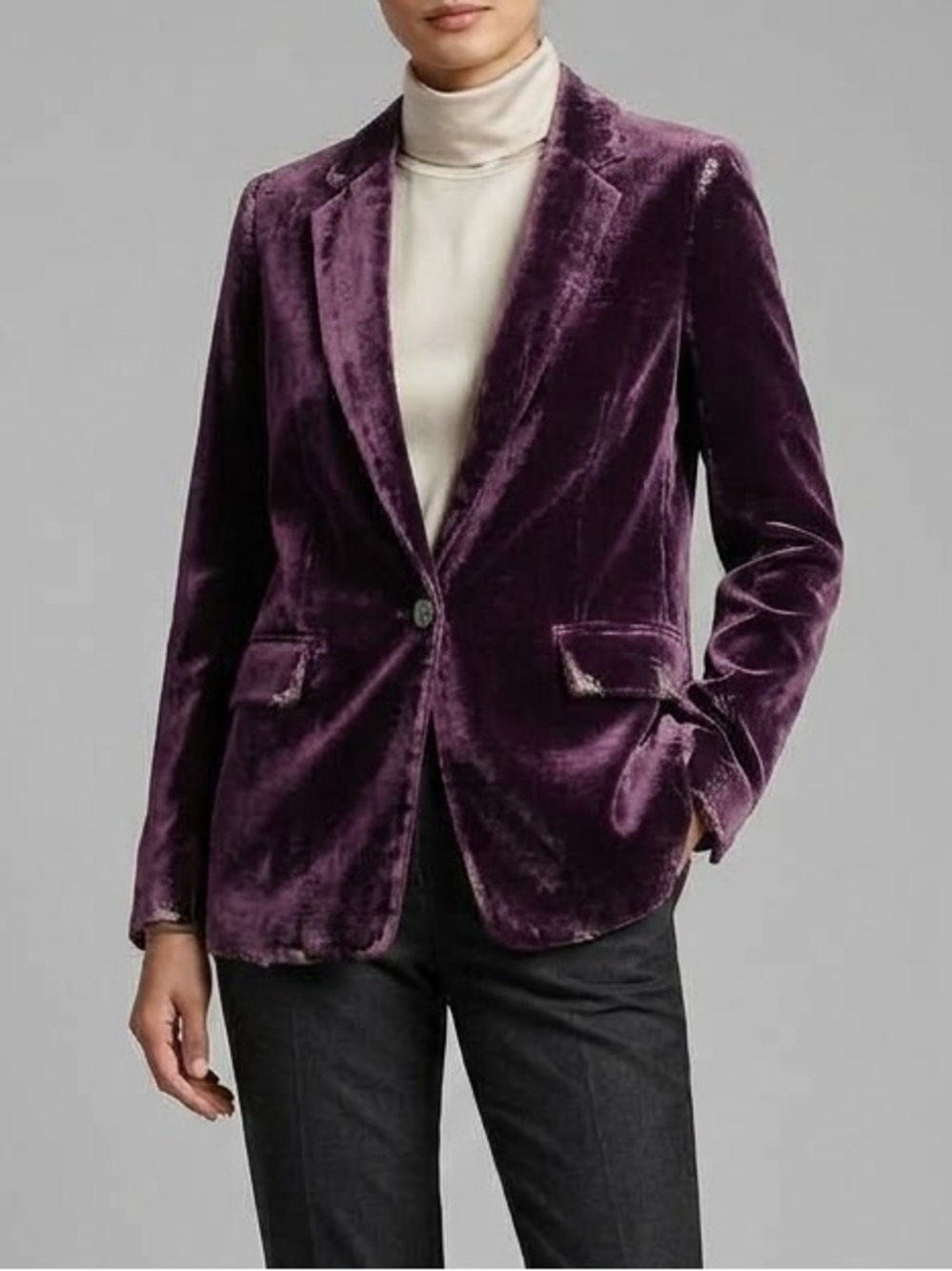 Banana Republic Distressed Velvet Blazer in Purple Size 6
